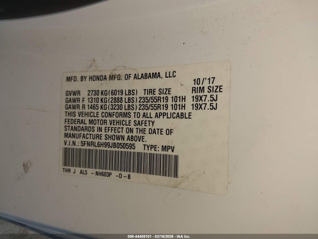 2018 HONDA ODYSSEY 5FNRL6H99JB050595 Photo 8