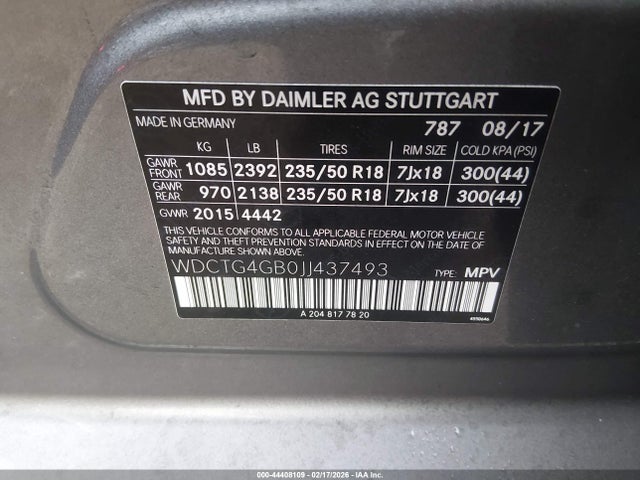Продажа на аукционе авто 2018 Mercedes-benz Gla 250 4matic, vin: WDCTG4GB0JJ437493, номер лота: 44408109