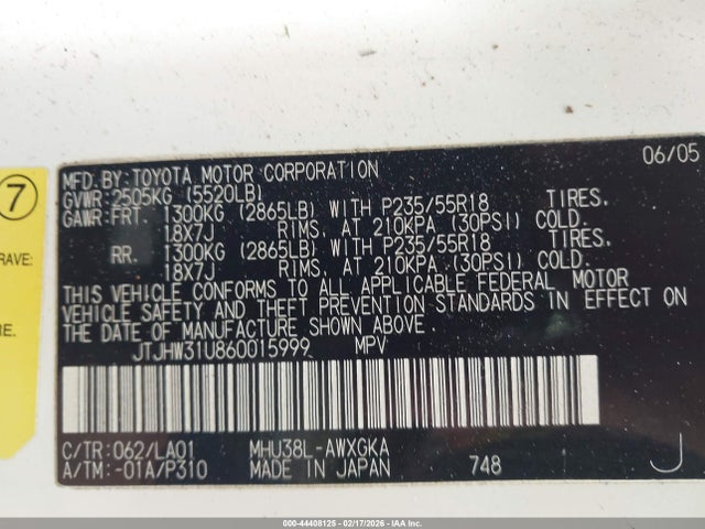 Продаж на аукціоні авто 2006 Lexus Rx 400h, vin: JTJHW31U860015999, номер лоту: 44408125