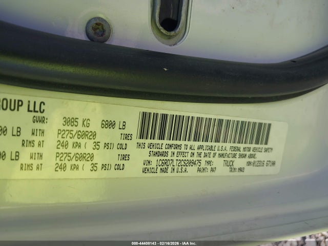 Aukcja sprzedaży 2012 Ram 1500 Slt, vin: 1C6RD7LT2CS209475, numer aukcji: 44408143