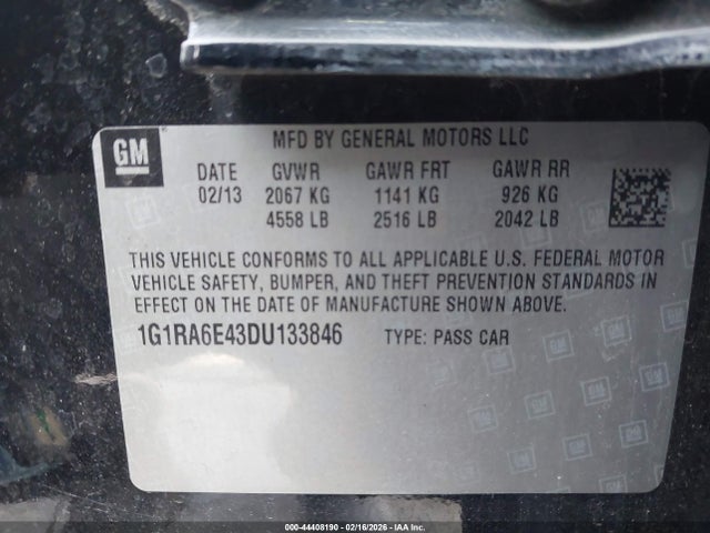 Aukcja sprzedaży 2013 Chevrolet Volt, vin: 1G1RA6E43DU133846, numer aukcji: 44408190