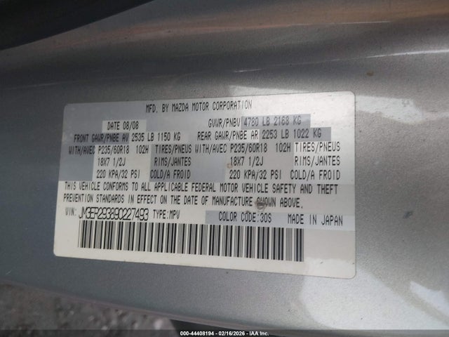 Aukcja sprzedaży 2009 Mazda Cx-7 Grand Touring, vin: JM3ER293890227493, numer aukcji: 44408194