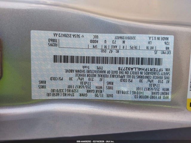 2020 FORD RANGER 1FTER1FH4LLA92778 Photo 8