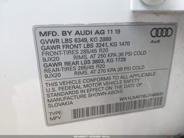 Aukcja sprzedaży 2020 Audi Q7 Premium Plus 55 Tfsi Quattro Tiptronic, vin: WA1LXAF76LD000532, numer aukcji: 44408317