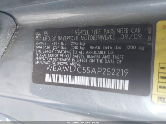 2010 BMW 335I WBAWL7C55AP252219 Photo 8