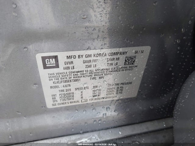 Aukcja sprzedaży 2014 Buick Encore Convenience, vin: KL4CJFSB5EB730651, numer aukcji: 44408382