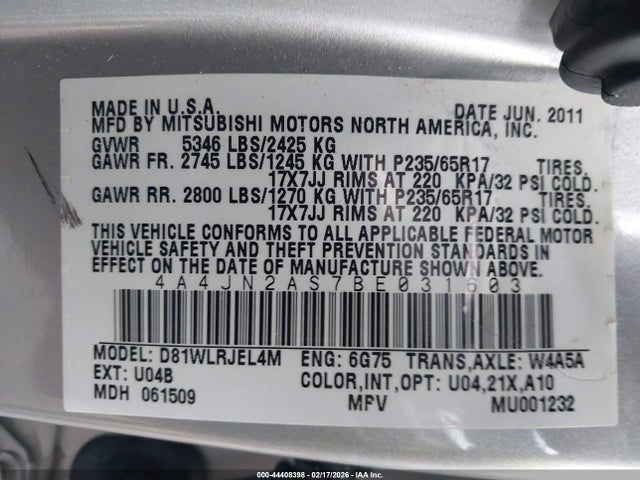 2011 MITSUBISHI ENDEAVOR 4A4JN2AS7BE031603 Photo 8