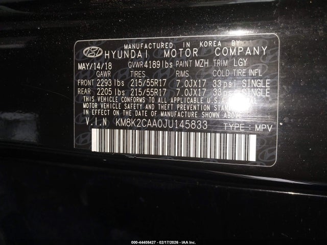 2018 HYUNDAI KONA KM8K2CAA0JU145833 Photo 8
