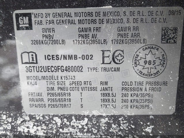 Aukcja sprzedaży 2015 Gmc Sierra 1500 Sle, vin: 3GTU2UEC9FG480002, numer aukcji: 44408484