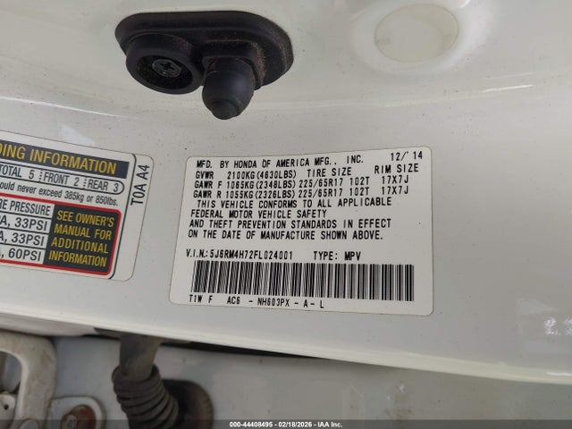 5J6RM4H72FL024001 Honda Cr-v Ex-l