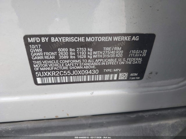 Aukcja sprzedaży 2018 Bmw X5 Sdrive35i, vin: 5UXKR2C55J0X09430, numer aukcji: 44408518