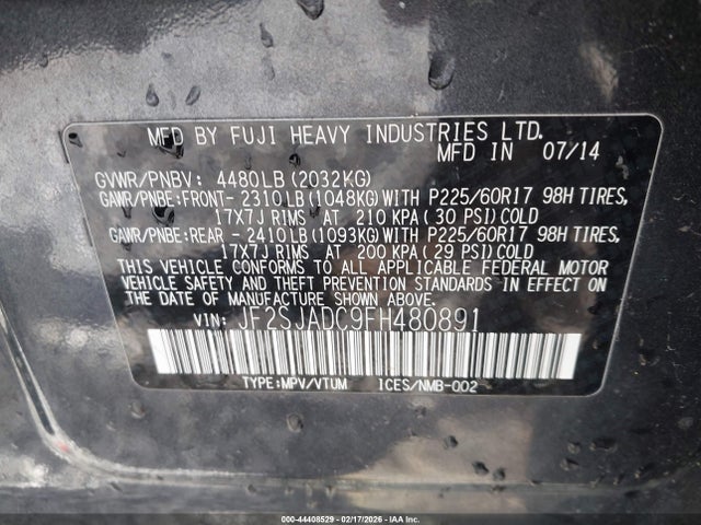 JF2SJADC9FH480891 Subaru Forester 2.5i Premium