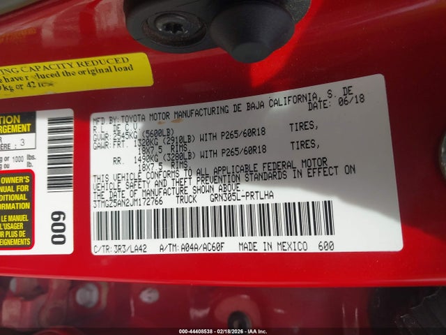 Aukcja sprzedaży 2018 Toyota Tacoma Limited, vin: 3TMGZ5AN2JM172766, numer aukcji: 44408538