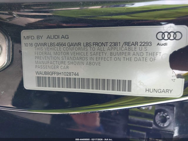 2017 AUDI A3 WAUB8GFF9H1028744 Photo 8