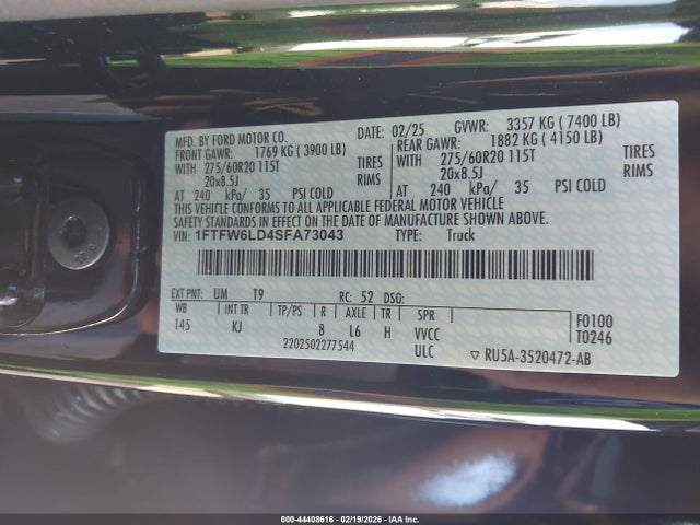2025 FORD F-150 1FTFW6LD4SFA73043 Photo 8