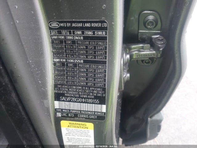 SALVP2BGXHH189155 Land Rover Range Rover Evoque Se/se Premium