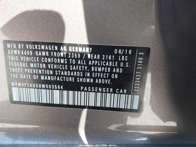 2017 VOLKSWAGEN GOLF R WVWVF7AU5HW003564 Photo 8