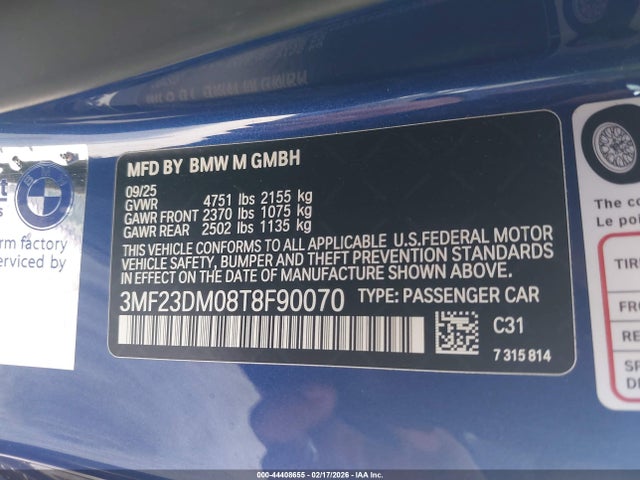 Aukcja sprzedaży 2026 Bmw M2, vin: 3MF23DM08T8F90070, numer aukcji: 44408655