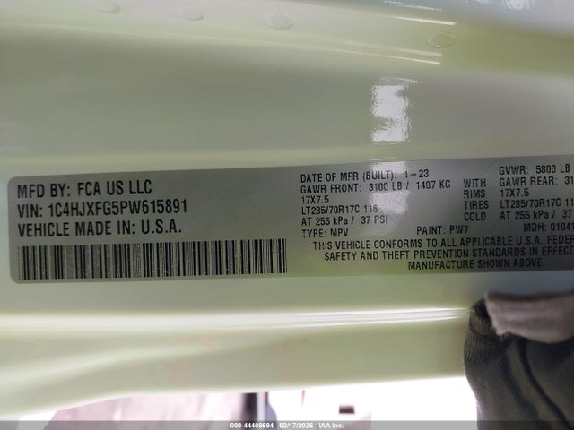 2023 JEEP WRANGLER 1C4HJXFG5PW615891 Photo 8