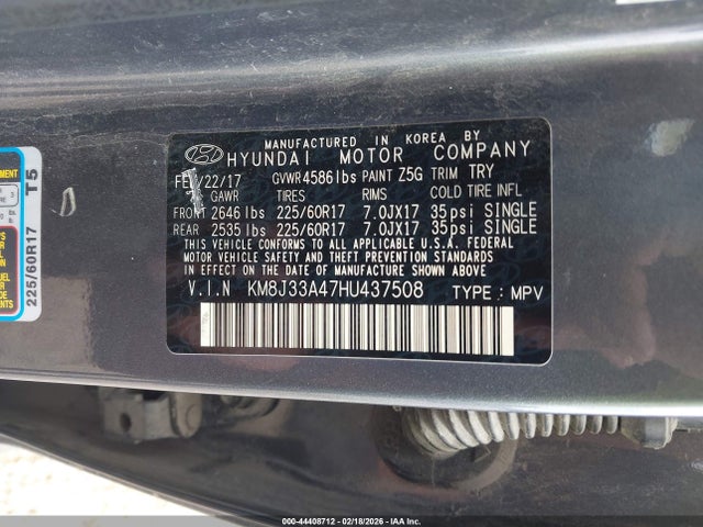 Aukcja sprzedaży 2017 Hyundai Tucson Se, vin: KM8J33A47HU437508, numer aukcji: 44408712