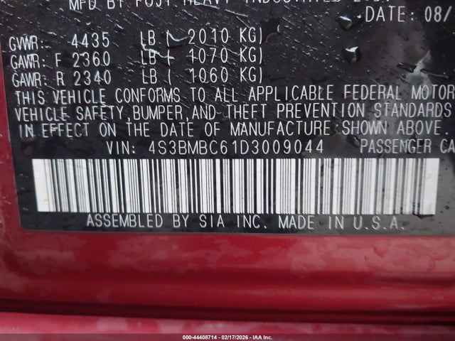 44408714 :رقم المزاد ، 4S3BMBC61D3009044 vin ، 2013 Subaru Legacy 2.5i Premium مزاد بيع