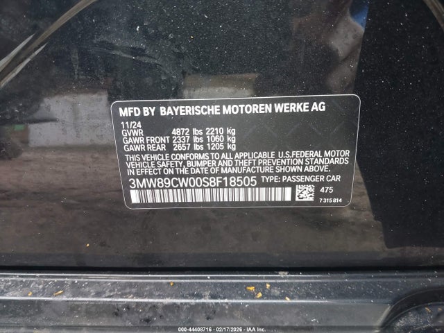 Aukcja sprzedaży 2025 Bmw 330i Xdrive, vin: 3MW89CW00S8F18505, numer aukcji: 44408716