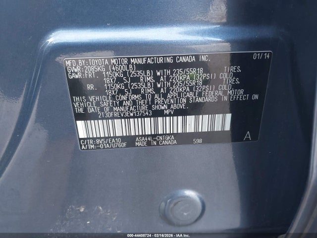 Toyota Rav4 Limited 2014 2T3DFREV3EW137543 Image 9
