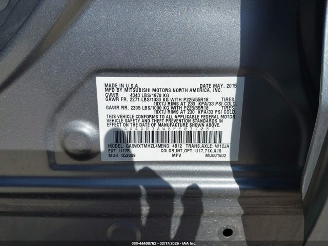 2015 MITSUBISHI OUTLANDER SPORT 4A4AR3AW8FE037087 Photo 8