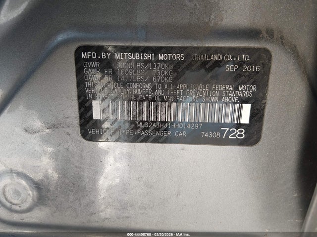 2017 MITSUBISHI MIRAGE ML32A3HJ1HH014297 Photo 8