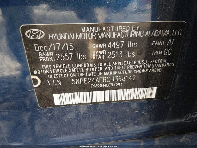 2016 HYUNDAI SONATA 5NPE24AF6GH368142 Photo 8