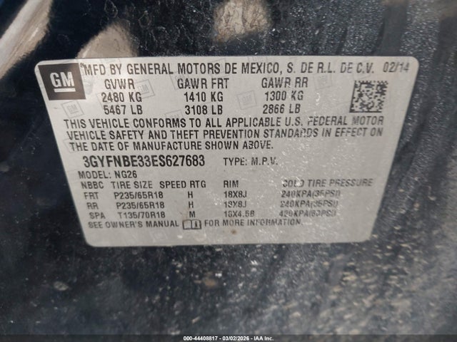 Продаж на аукціоні авто 2014 Cadillac Srx Luxury Collection, vin: 3GYFNBE33ES627683, номер лоту: 44408817