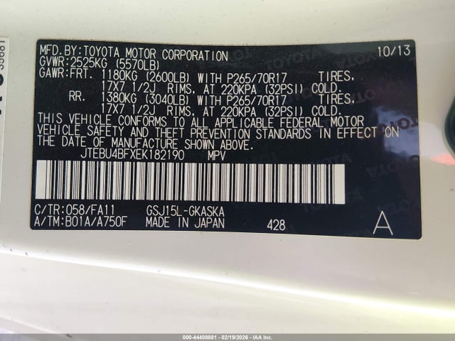 2014 TOYOTA FJ CRUISER JTEBU4BFXEK182190 Photo 8