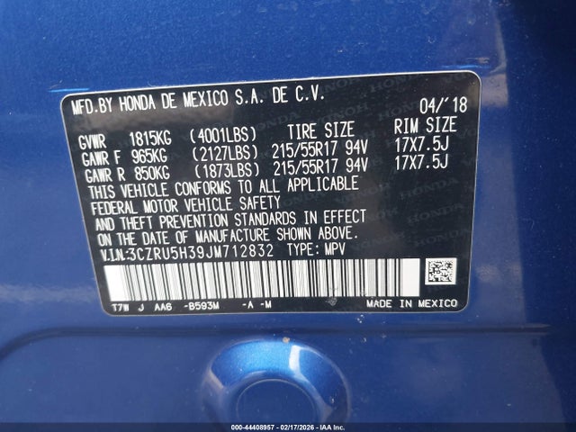 Продаж на аукціоні авто 2018 Honda Hr-v Lx, vin: 3CZRU5H39JM712832, номер лоту: 44408957