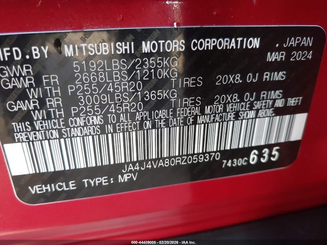 2024 MITSUBISHI OUTLANDER JA4J4VA80RZ059370 Photo 8