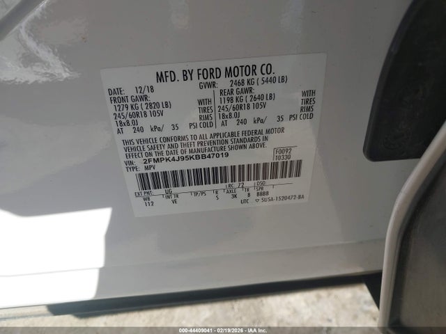 Ford EDGE SEL 2019 2FMPK4J95KBB47019 Image 9