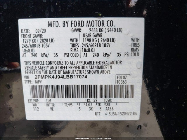 2020 FORD EDGE 2FMPK4J94LBB17074 Photo 8