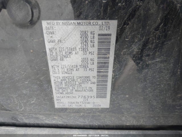 Nissan Rogue Sl 2019 5N1AT2MT2KC776395 Image 9