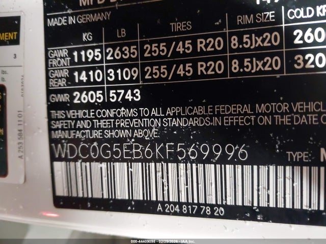 2019 MERCEDES-BENZ GLC 350E WDC0G5EB6KF569996 Photo 8