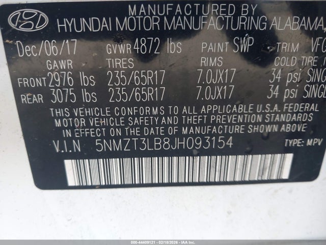 Продаж на аукціоні авто 2018 Hyundai Santa Fe Sport 2.4l, vin: 5NMZT3LB8JH093154, номер лоту: 44409121
