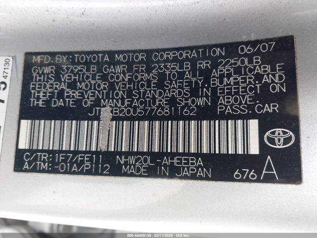 2007 TOYOTA PRIUS JTDKB20U577681162 Photo 8
