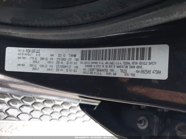 Продажа на аукционе авто 2019 Ram 1500, vin: 1C6SRFFT9KN644743, номер лота: 44409176