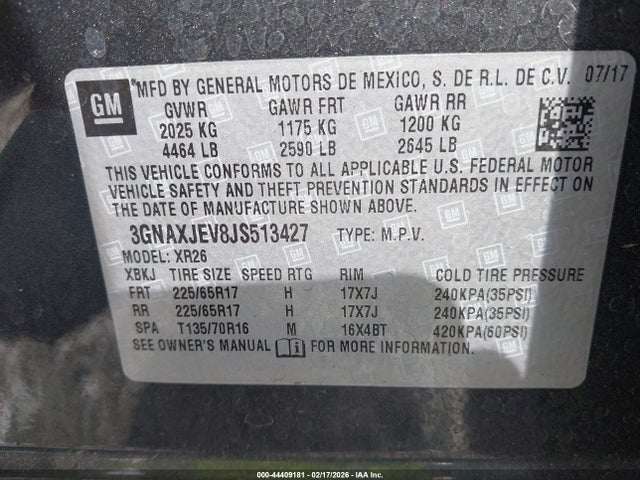 Chevrolet EQUINOX LT 2018 3GNAXJEV8JS513427 Image 9