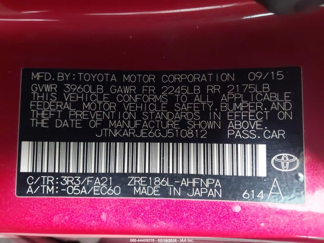 JTNKARJE6GJ510812 Scion IM