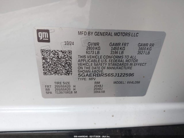 44409240 :رقم المزاد ، 5GAERBRS6SJ122596 vin ، 2025 Buick Enclave Sport Touring Fwd مزاد بيع