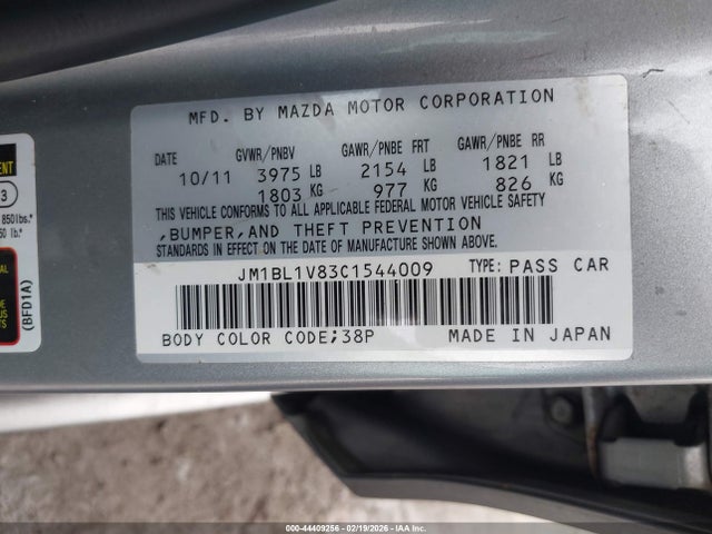Aukcja sprzedaży 2012 Mazda Mazda3 I Touring, vin: JM1BL1V83C1544009, numer aukcji: 44409256