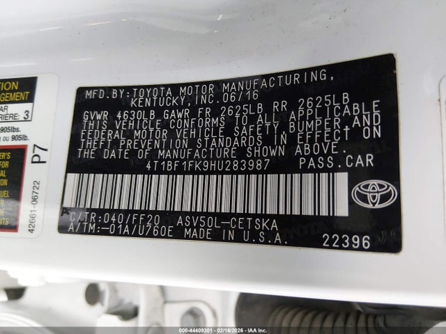 Toyota CAMRY SE 2017 4T1BF1FK9HU283987 Image 9