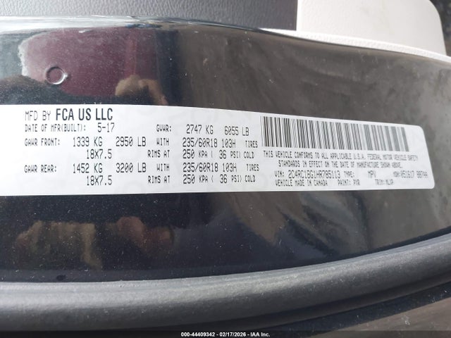 44409342 :رقم المزاد ، 2C4RC1BG1HR785113 vin ، 2017 Chrysler Pacifica Touring-l مزاد بيع