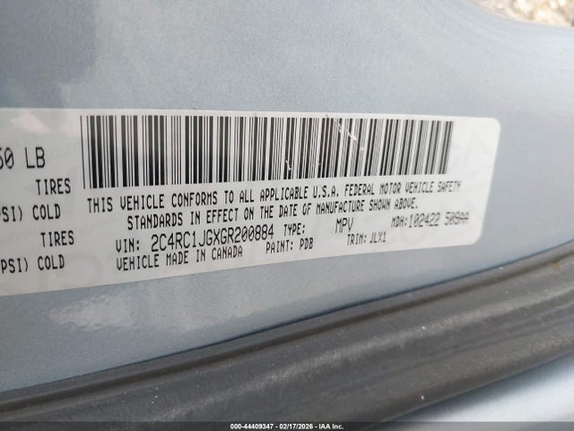 44409347 :رقم المزاد ، 2C4RC1JGXGR200884 vin ، 2016 Chrysler Town & Country Limited مزاد بيع