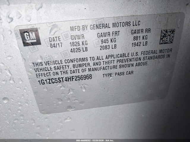 1G1ZC5ST4HF256968 Chevrolet Malibu 1fl