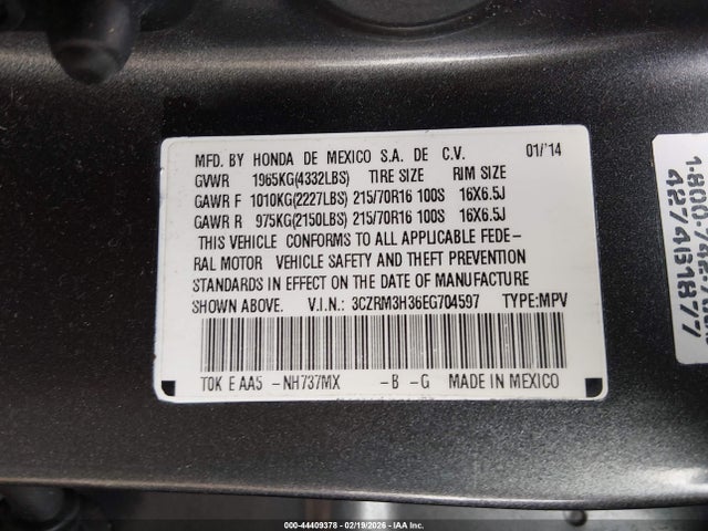3CZRM3H36EG704597 Honda CR-V LX